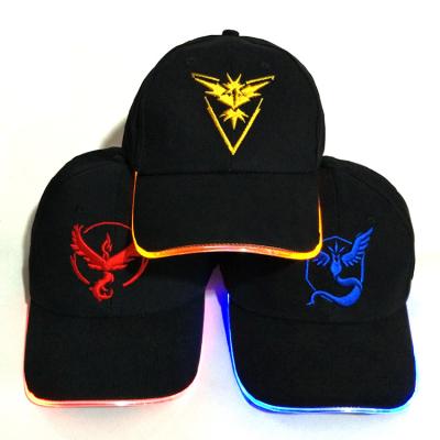 China COMMON Customs lead the light weight hat baseball cap dark fiber glowing luminous led baseball cap with logo for sale