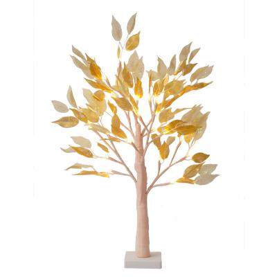 China Gold Leaf Modern Indoor Decorative Light Home Decor Lamp Girls Room LED Lamp Tree Light Tree for sale