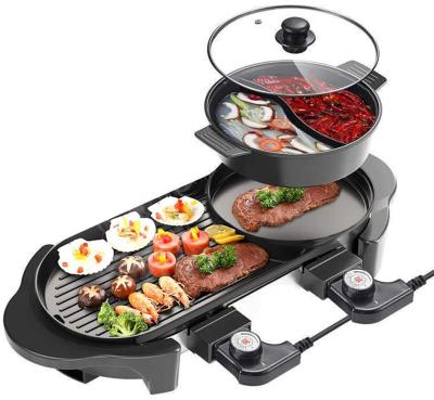 China Hotel Multifunctional Electric Grill with Smokeless BBQ 110V, 220V Hot Pot Hot Pot for sale