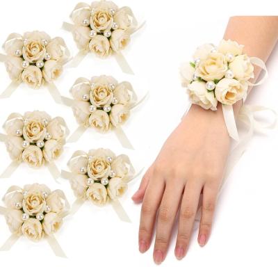 China Supplier 2021 New Bridal Corsage Manufacturer Corsage With Pearl Artificial Wedding Flower for sale