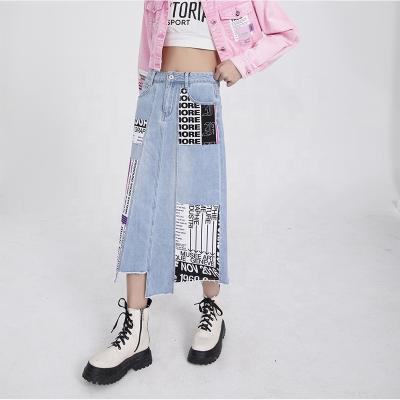 China TUOGU Viable Factory Fashion Maxi Custom Zipper Asymmetric Denim 2022 Where Women Sell Long Jean Skirts For Ladies Wholesale for sale