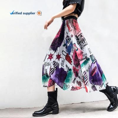 China Anti-static autumn hot girls in long skirt sheer printed maxi dress for women women vintage floral print skirt summer long for sale