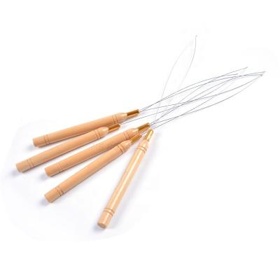 China For Apply Micro Beads Loop Crochet Hook Needle Wholesale Wooden Threader For Hair Extension Tools for sale