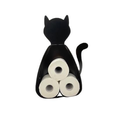 China Modern Animal Black Toilet Paper Holder Tissues Holder Cat Stainless Steel Restaurant Metal Napkin for sale