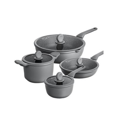 China Sustainable Hot Selling Aluminum Alloy Kitchenware Forged Cookware Insulated Non-Stick Cookware Set for sale