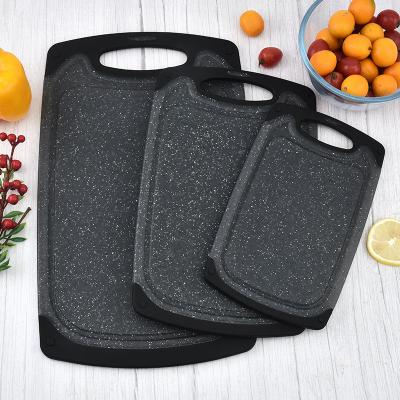 China Sustainable Creative Design Kitchen Utensils BPA Free Durable Non-Slip Marble Chopping Board 3 Piece Set of PP Plastic Cutting Board for sale