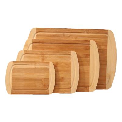 China Sustainable Best Selling Large Organic Bamboo Kitchen Chopping Block Wood Cutting Chopping Board with Juice Groove Set of 4 for sale