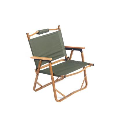 China Modern Portable Outdoor Kermit Folding Chair Wood Grain Aluminum Frame Camping Chair Steel Pipe Beach Chair for sale