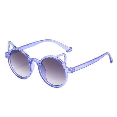 China 2022 Fashionable Child's Sunglasses Low MOQ Cartoon Cat Lightweight Colorful Plastic Kids Ears Sunglasses for sale