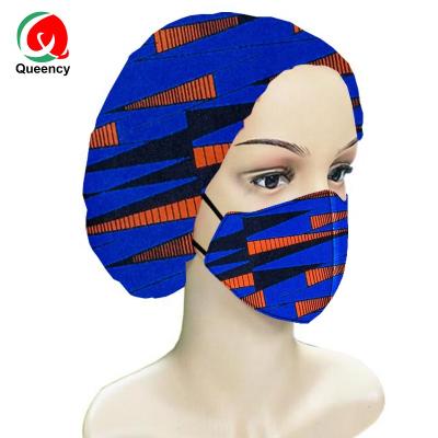 China Fashion Queency African Sleep Hood Matching Mas k Fabric Satin Ankara Sleep Hood Mas k Fabric for sale