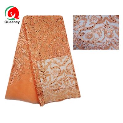 China Viable Beads Beaded Tulle Lace Fabric Embroidered French Lace Fabric In China Lace Market for sale