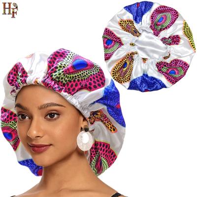 China Fashion HF Adjustable African Silk Stretch Satin Sleep Hood Double Layers Hair Hoods for sale