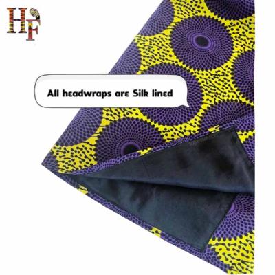 China African Soft Headwraps HF Ankara Printed Wax Headwraps With Silk Striped Material For Hot Weather for sale