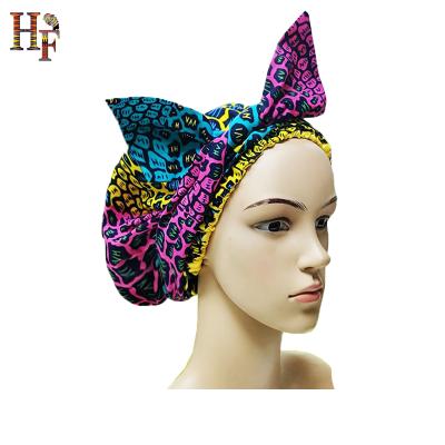 China Fashion HF African Headtie Ankara Wax Print Gele Headties Auto Ethnic Ethnic Head Wraps For Daily Life for sale