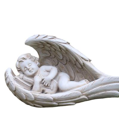 China Eclectic Home Decor Cute Sleeping Angel In Wing Garden Statue For Garden Ornaments Outdoor Wedding for sale