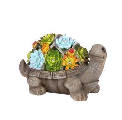 China Creative Resin Solar Handwork Tortoise Farm Garden Decoration LED Light Outdoor Ornament Meat Lamp for sale