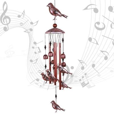 China Minimalist Bird Wind Rings Waterproof Metal Wind Bells With 4 Aluminum Tubes 6 Bells Romantic Wind Chime For Home for sale