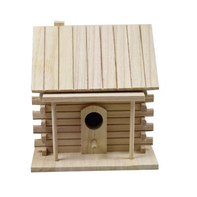 China Creative Outdoor Bird House Minimalist Wooden Wooden Box Breeding Parakeet Peony Cage Bird's Nest DIY for sale