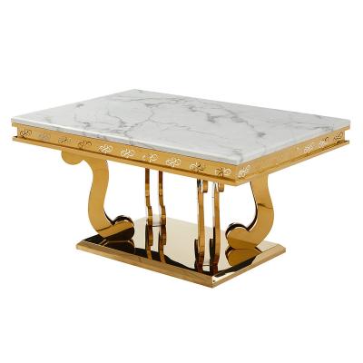 China Factory Wholesale Convertible OEM Large Rectangle Table Marble Table Customizable Banquet Tables and Chairs Stainless Steel for sale