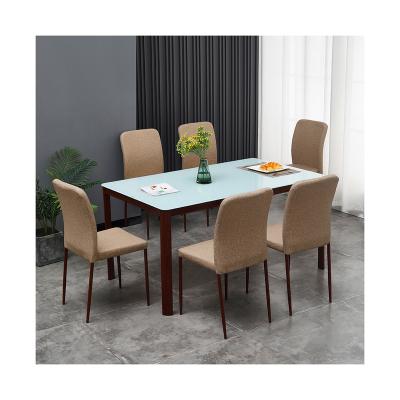 China Luxury Convertible Home Furniture Design Tempered Glass Dining Table Metal Leg Dining Table Set Home Furniture for sale