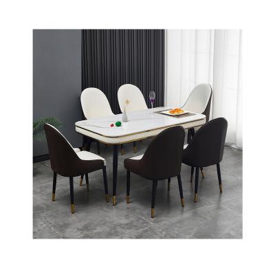 China Modern White Dining Table (Other) Adjustable Luxury Light Marble Top Dining Table 6 Seater Set For Dining Room Furniture for sale