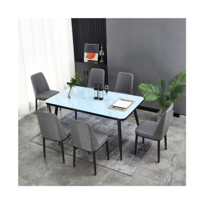 China New Product Luxury Adjustable Metal Base Rectangular Marble Slate Restaurant Top Dining Table (Other) for sale