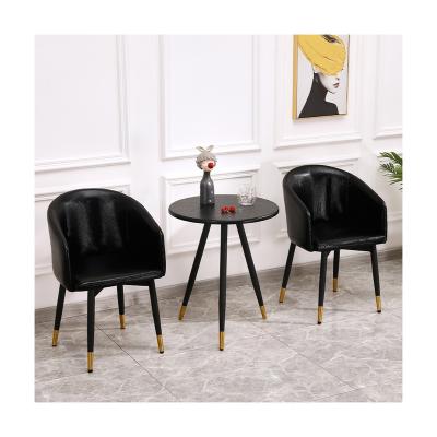 China New Design Modern Home Reception Furniture Black Metal PU Leather Convertible Recreational Chairs for sale