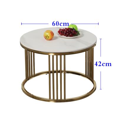 China Convertible Modern Round Home Furniture Living Room Luxury Golden Leg Coffee Table for sale