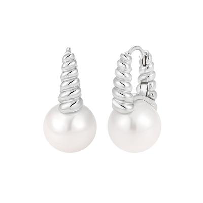 China CLASSIC Sterling silver S925 18k gold plated French retro twist earrings simple temperament light luxury inlaid pearl earrings for women for sale