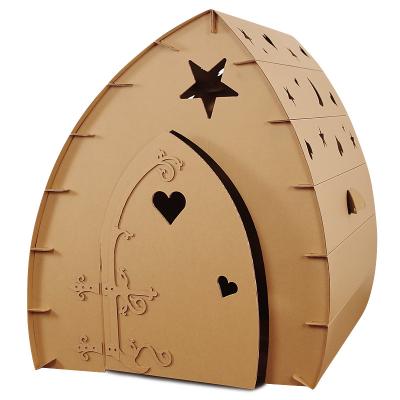 China DIY Practice Custom DIY Children Toys Corrugated Cardboard 3D House Model Kids Educational Draw Toy for sale