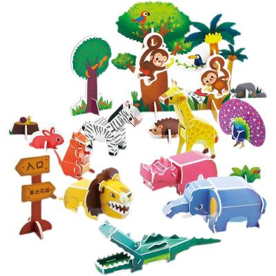 China DIY Practice Wholesale 3D Handmade Paper Jigsaw Animal Model Custom 3D Kids Animal Paper Puzzle for sale