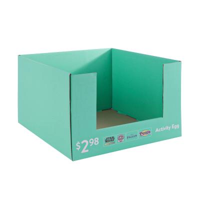 China Double Sided Custom Printed Cardboard Counter Display Boxes Retail Store Shelf Tray Packaging Folding Corrugated Paper Ready Display Box for sale