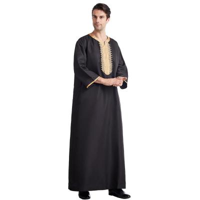 China Polyester 2023 Wholesale  Best Sellers Eighteen Sleeved Embroidered Robe Thobe Men Muslim Islamic Clothing for sale