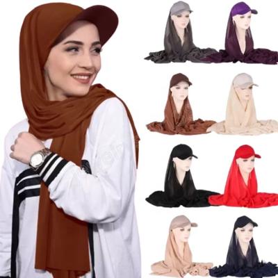 China Beaded In stock hijab supplier under scarf instant inner hijab caps muslim underscarf women chiffon hijab with baseball cap for sale