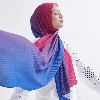 China Muslim Adult Woman Hijab 2023 Cross border Hot Selling Dual Color Gradient Pearl Chiffon High Quality Scarf Muslim Headband Scarf for sale