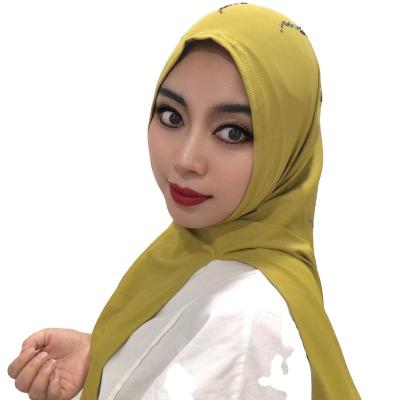 China Four Seasons Chiffon Solid Colors with Diamonds Muslim Women Must-have Items Islamic Style Dubai Scarf Shawl hijab for sale