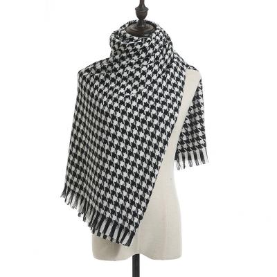 China Youthful hot style Wholesale Small Plaid Scarf 2023 New faux cashmere Scarf with Wadding scarf for women for sale