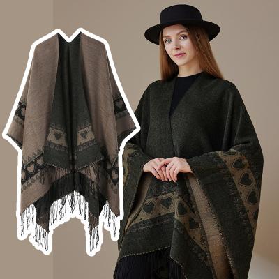 China Ethnic scarves shawls 2023 spring and summer travel ethnic style tassel big shawl cloak double-sided dual-use all-match thick shawl scarf for sale