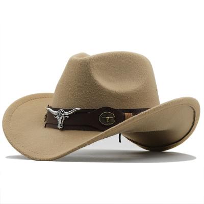 China Fashion 2023 Hot Selling Fedora Hats National Standard Western Cowboy Top Hat Wide Brim for Men for sale