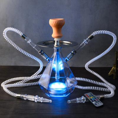 China 2021 Hot Selling CLASSIC Arabian Hookah Diamond Acrylic Hookah Shisha Set with LED Light for KTV Bar for sale