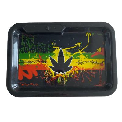 China Serving Dish Glowing Trays Wholesale Customized Logo LED Smoking Accessories PVC Glowing Light Up Rolling Trays for sale