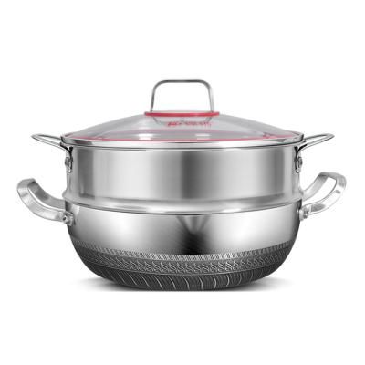 China KENGQ 316 Stainless Steel 2 Tier Non-Stick Multi-Functional Non-Stick Steamer Pot KENGQ Soup Pot Hotpot Cookware Steamer for sale