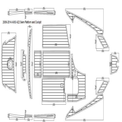 China AXIS A22 Swim Platform 2009-2014 Boat EVA Teak Decking and Cockpit Pad 1/4