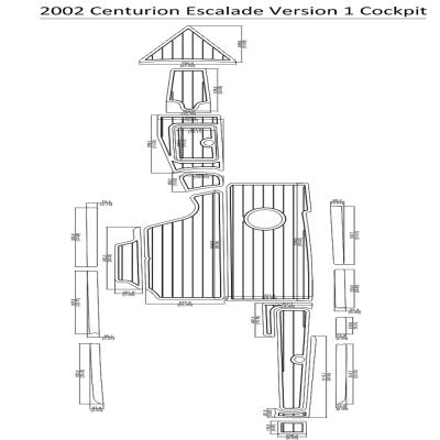 China 2002 Centurion E-Climbing Version 1 Cockpit Pad Boat Flooring EVA Teak Decking 1/4