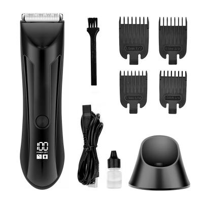 China Low Noise Power LCD Rechargeable USB Balls Trimmer Groin Hair Trimmer For Men for sale