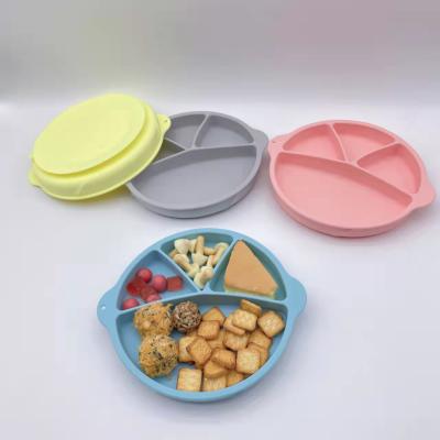 China Minimalist intelligent recommended children's silicone dish to exercise children's ability to eat independently and eat happily for sale