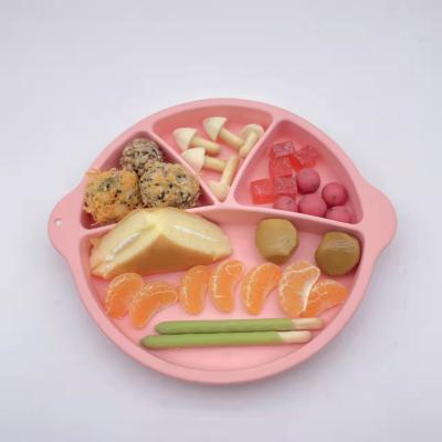 China Sustainable Silica Gel Dish With Suction Cup For Kids for sale