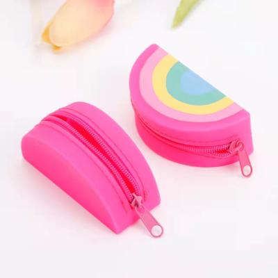 China Cute and lovely appearance of small and exquisite rainbow silicone mini change wallet can accommodate a variety of small items for girls for sale