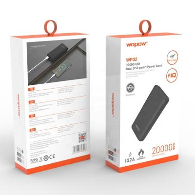 China WOPOW 20000mah fast charger power bank support WP02 fast portable phone power bank for sale