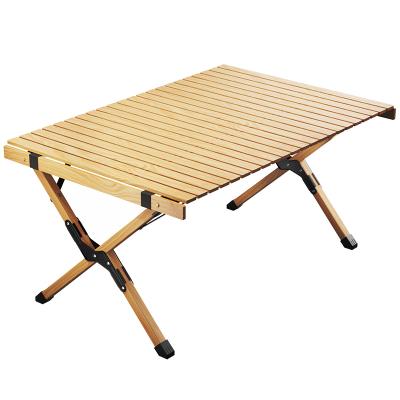 China Imported Beech Wood Portable Imported Beech Wood Dining Desk Tables Outdoor Folding Wooden Camping Table Egg Roll Table For Everyone Picnic BBQ Party for sale